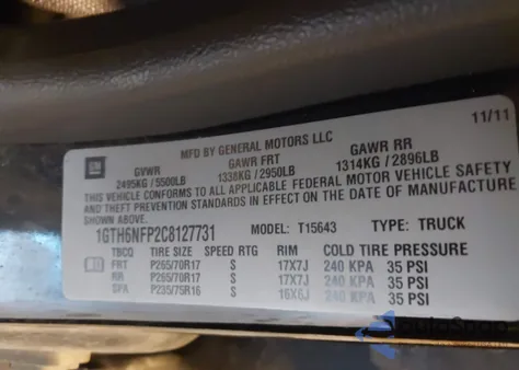 2012 GMC Canyon Slt from USA, damaged, VIN 1GTH6NFP2C8127731